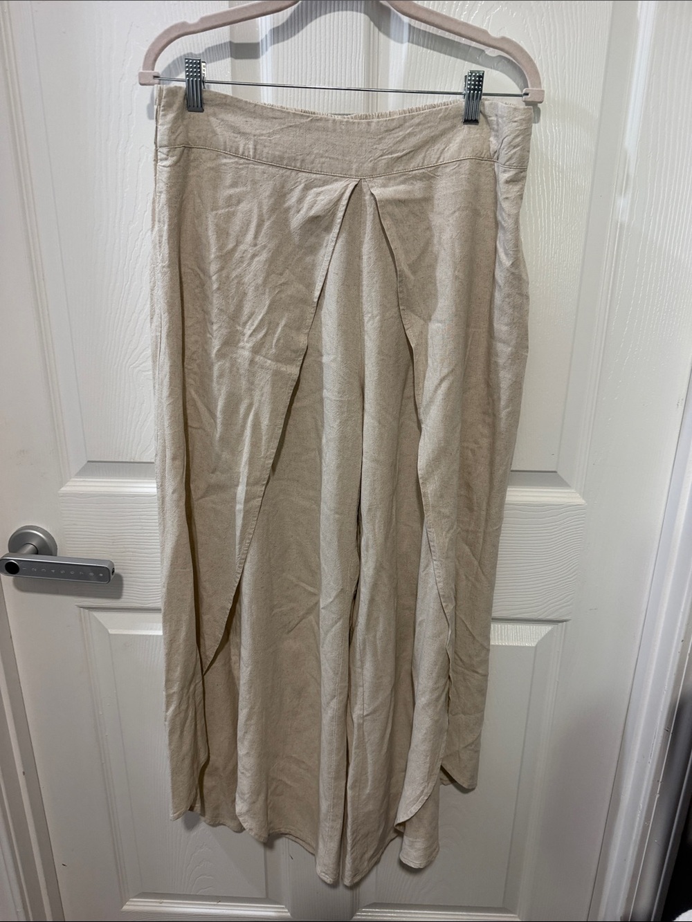 easel Natural-Tone Elastic Waist Linen Skirt